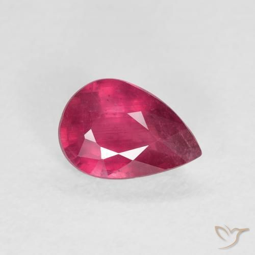 Rubino Medium Dark-Red naturale da 0.95 ct, Forma a pera, VS-SI