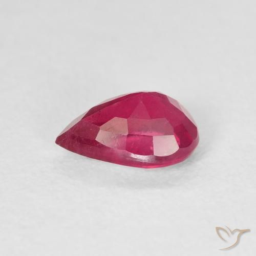 Rubino Medium Dark-Red naturale da 0.95 ct, Forma a pera, VS-SI