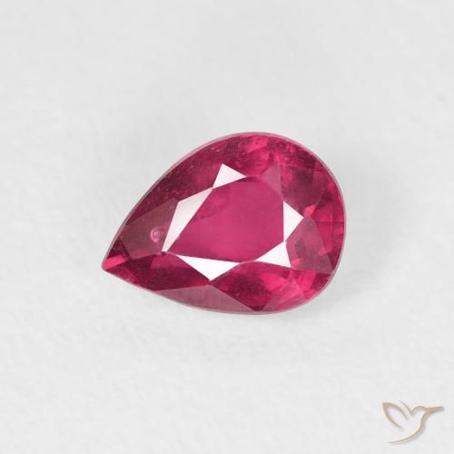 0.91ct Naturale Rosa rossastra Rubino, Forma a pera, VS-SI