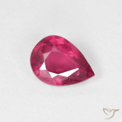 Rubino Rosa rossastra naturale da 0.91 ct, Forma a pera, VS-SI