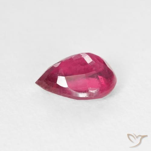 Rubino Rosa rossastra naturale da 0.91 ct, Forma a pera, VS-SI