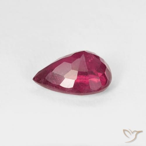 Rubino Rosa rossastro intenso naturale da 0.94 ct, Forma a pera, VS-SI