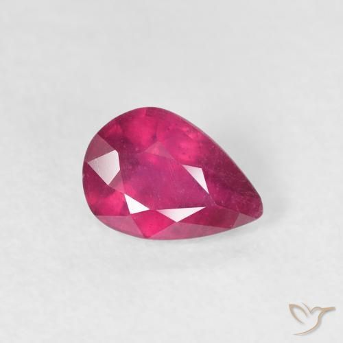 Rubino Rosso chiaro naturale da 0.87 ct, Forma a pera, VS-SI