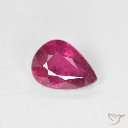 Rubino Rosso chiaro naturale da 0.84 ct, Forma a pera, VS-SI