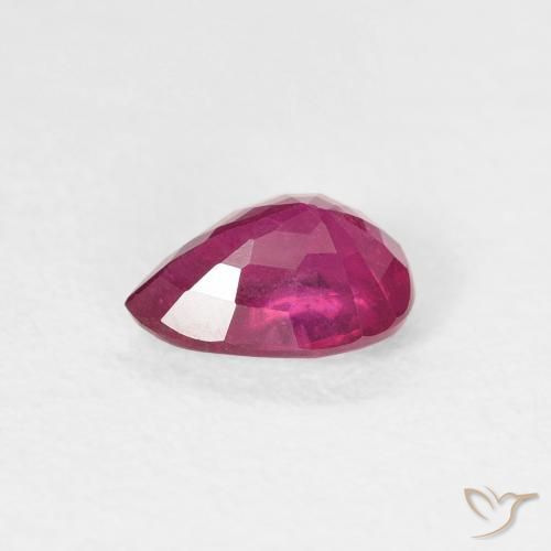 Rubino Rosso chiaro naturale da 0.84 ct, Forma a pera, VS-SI