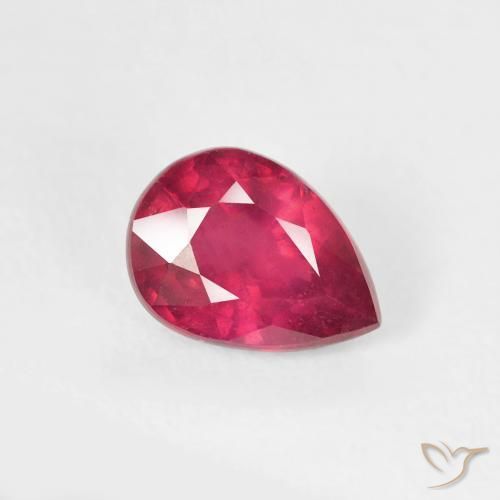 Rubino Cremisi Profondo naturale da 1.06 ct, Forma a pera, VS-SI
