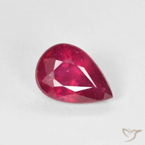 1.11ct Naturale Rosa rossastra Rubino, Forma a pera, VS-SI