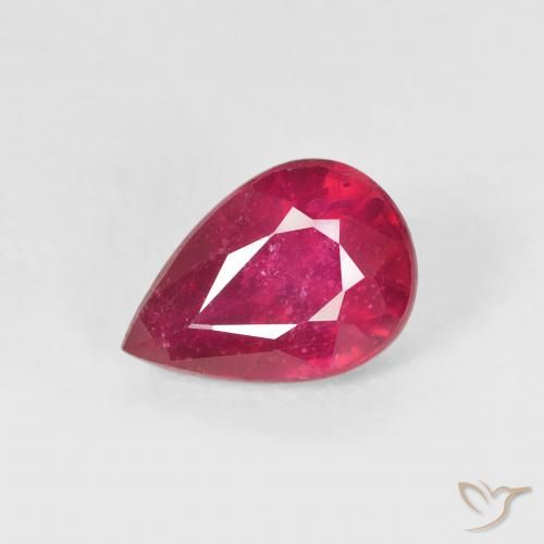 Rubino Rosa rossastra naturale da 1.11 ct, Forma a pera, VS-SI