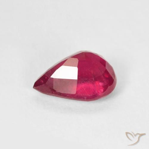 Rubino Rosa rossastra naturale da 1.11 ct, Forma a pera, VS-SI