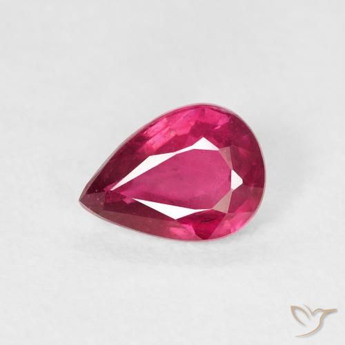 0.86ct Naturale Rosso chiaro Rubino, Forma a pera, VS-SI