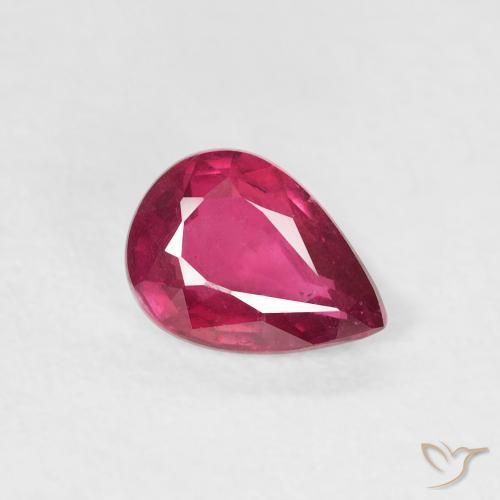 Rubino Rosso chiaro naturale da 0.86 ct, Forma a pera, VS-SI