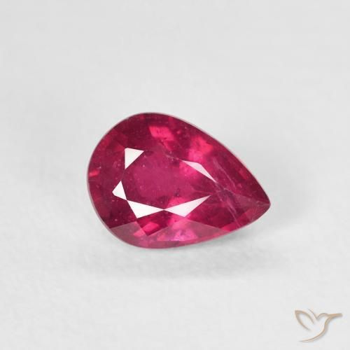 Rubino Rosso tendente al rosa naturale da 0.93 ct, Forma a pera, VS-SI