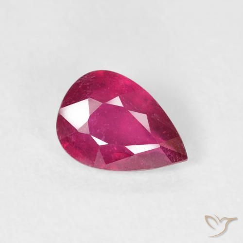 Rubino Rosso chiaro naturale da 0.93 ct, Forma a pera, VS-SI