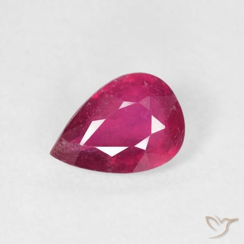 Rubino Rosso chiaro naturale da 0.93 ct, Forma a pera, VS-SI