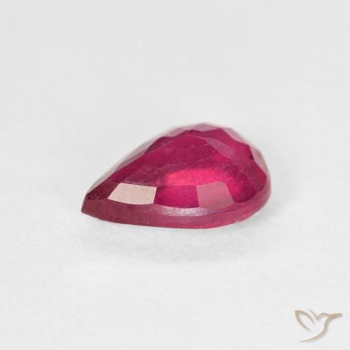 Rubino Rosso chiaro naturale da 0.93 ct, Forma a pera, VS-SI