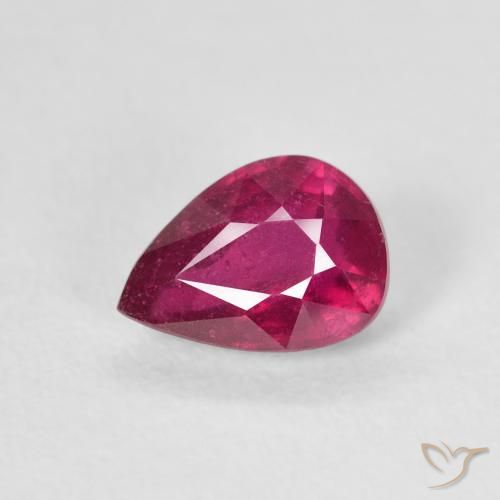 1.08ct Naturale Rosso chiaro Rubino, Forma a pera, VS-SI