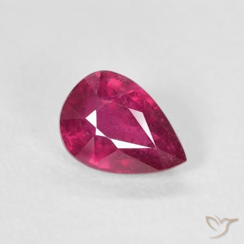 Rubino Rosso chiaro naturale da 1.08 ct, Forma a pera, VS-SI