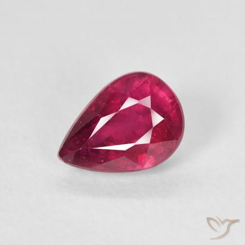 1.03ct Naturale Rosa rossastro intenso Rubino, Forma a pera, VS-SI