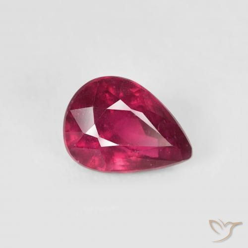 Rubino Rosa rossastro intenso naturale da 1.03 ct, Forma a pera, VS-SI