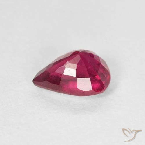 Rubino Rosa rossastro intenso naturale da 1.03 ct, Forma a pera, VS-SI