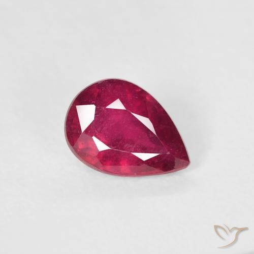 Rubino Rosso tendente al rosa naturale da 0.85 ct, Forma a pera, VS-SI