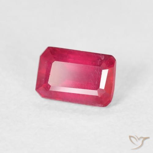 Rubino Rosso tendente al rosa naturale da 0.88 ct, Ottagonale / Taglio smeraldo, VS