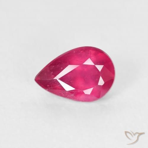 Rubino Rosso chiaro naturale da 0.70 ct, Forma a pera, VS-SI