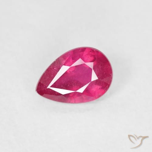 0.51ct Naturale Rosso tendente al rosa Rubino, Forma a pera, VS-SI