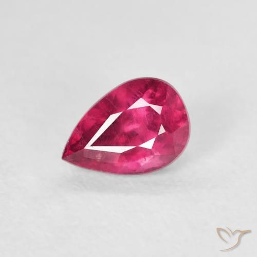 0.63ct Naturale Rosso chiaro Rubino, Forma a pera, VS-SI