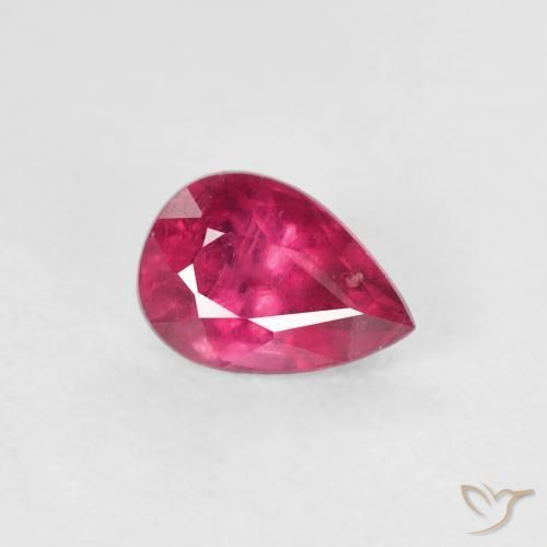 Rubino Rosso chiaro naturale da 0.63 ct, Forma a pera, VS-SI