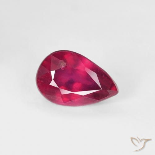 Rubino Medium Dark-Red naturale da 0.76 ct, Forma a pera, VS-SI