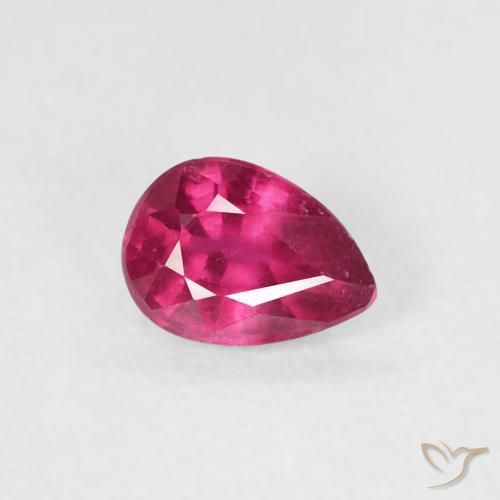 Rubino Rosso tendente al rosa naturale da 0.62 ct, Forma a pera, VS-SI