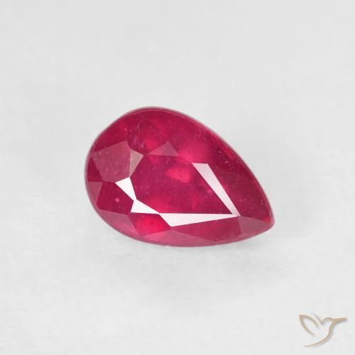 Rubino Cremisi Profondo naturale da 0.79 ct, Forma a pera, VS-SI