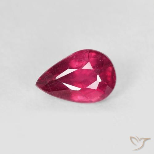 0.63ct Naturale Rosa rossastro intenso Rubino, Forma a pera, VS-SI, Photo A
