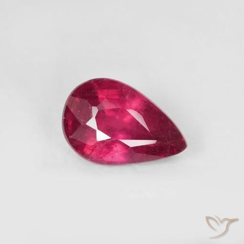 Rubino Rosa rossastro intenso naturale da 0.63 ct, Forma a pera, VS-SI