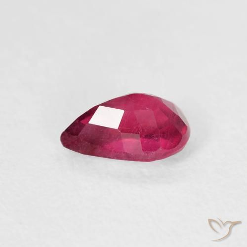 Rubino Rosa rossastro intenso naturale da 0.63 ct, Forma a pera, VS-SI