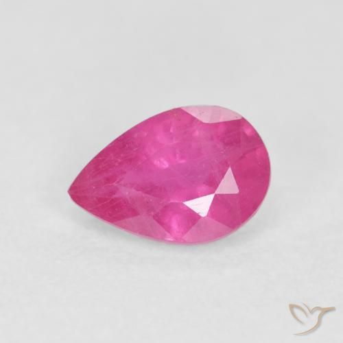 Rubino Medium Dark-Pink naturale da 0.57 ct, Forma a pera, VS-SI