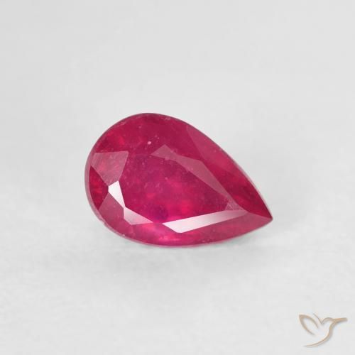 Rubino Rosa rossastro intenso naturale da 0.76 ct, Forma a pera, VS-SI