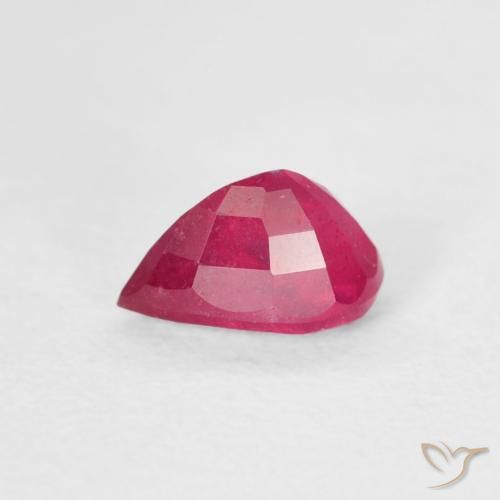 Rubino Rosa rossastro intenso naturale da 0.76 ct, Forma a pera, VS-SI