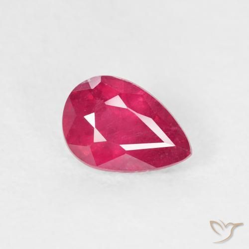 Rubino marmellata rossa naturale da 0.73 ct, Forma a pera, VS-SI