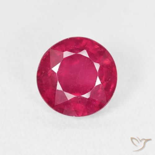 1.21ct Naturale Medium Dark-Red Rubino, Rotondo, VS