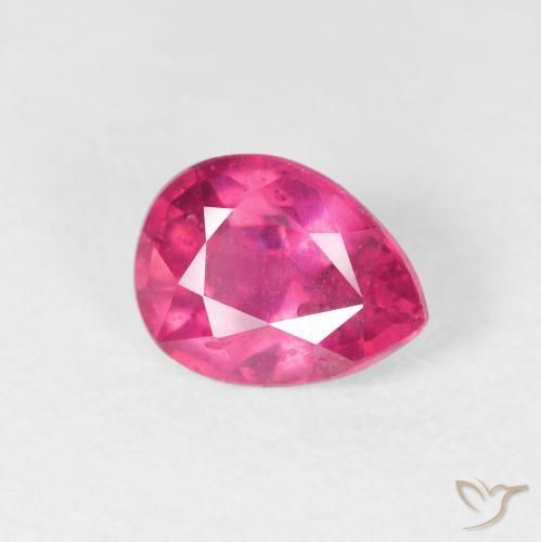 Rubino Rosa rossastra naturale da 1.51 ct, Forma a pera, VS