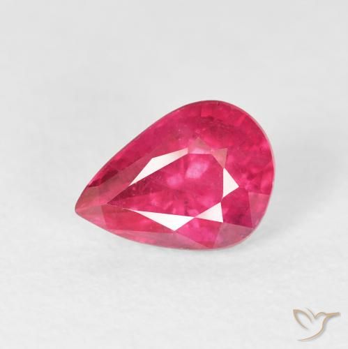 Rubino Rosso tendente al rosa naturale da 1.55 ct, Forma a pera, VS