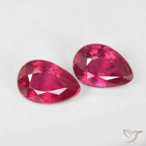 Gemme di Rubino Rosso medio naturale da 1.23 ct, Forma a pera, VS-SI
