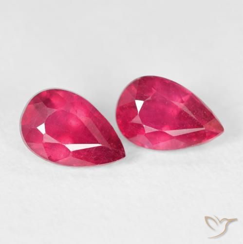 Gemme di Rubino Rosso tendente al rosa naturale da 1.42 ct, Forma a pera, VS-SI