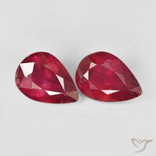 Gemme di Rubino Rosso scuro naturale da 3.15 ct, Forma a pera, VS-SI