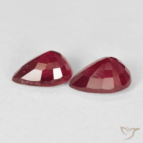 Gemme di Rubino Rosso scuro naturale da 3.15 ct, Forma a pera, VS-SI