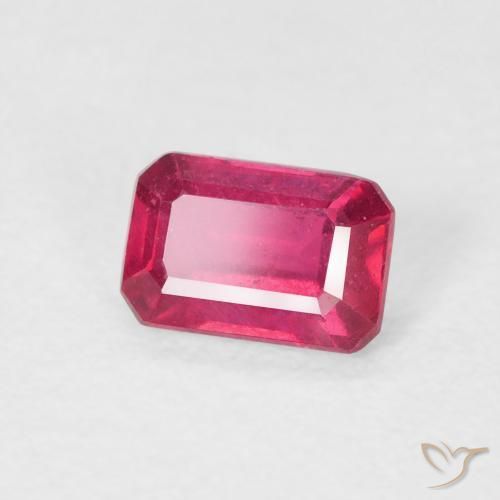 Rubino Rosa rossastra naturale da 0.75 ct, Ottagonale / Taglio smeraldo, VS