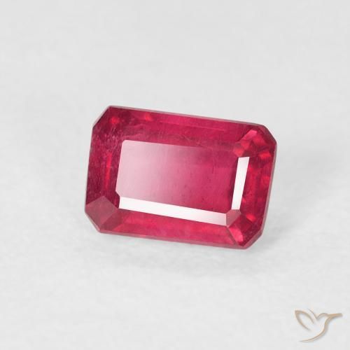 Rubino Rosa rossastra naturale da 0.88 ct, Ottagonale / Taglio smeraldo, VS
