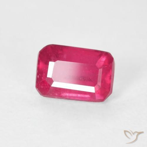 Rubino Rosa rossastra naturale da 0.93 ct, Ottagonale / Taglio smeraldo, VS